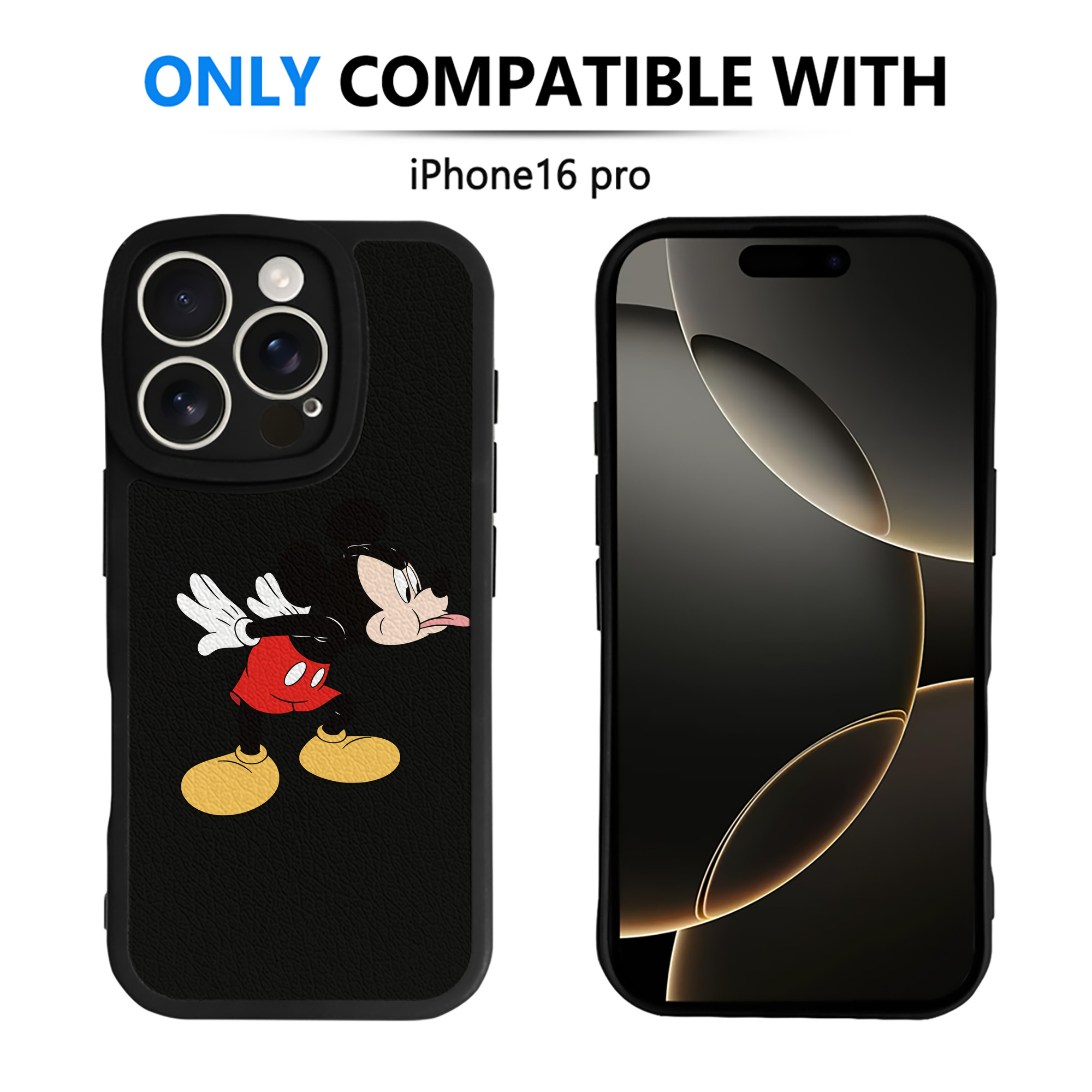 （画像用） ミッキーマウス Mickey Mouse 【iPhone 16シリーズ対応】シリコンスマホケース（レザー調） 材質：シリコン